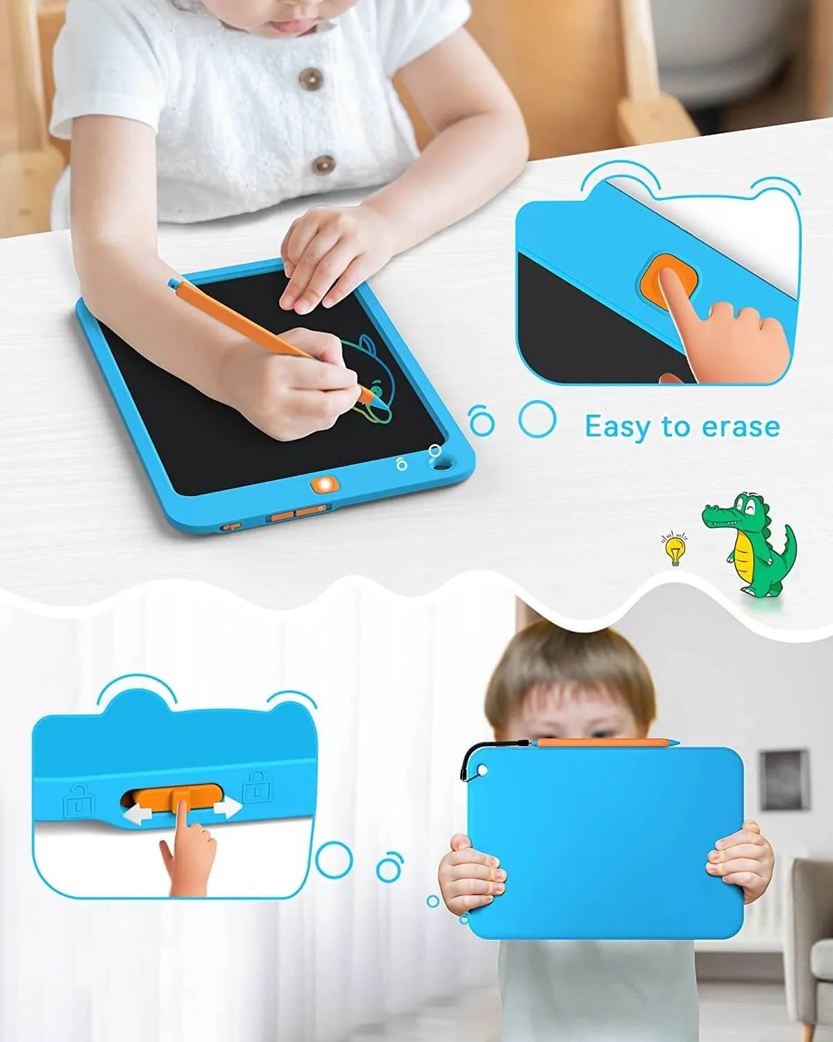 KOKODI tekentablet 10 inch blauw uitwisbaar voor kids