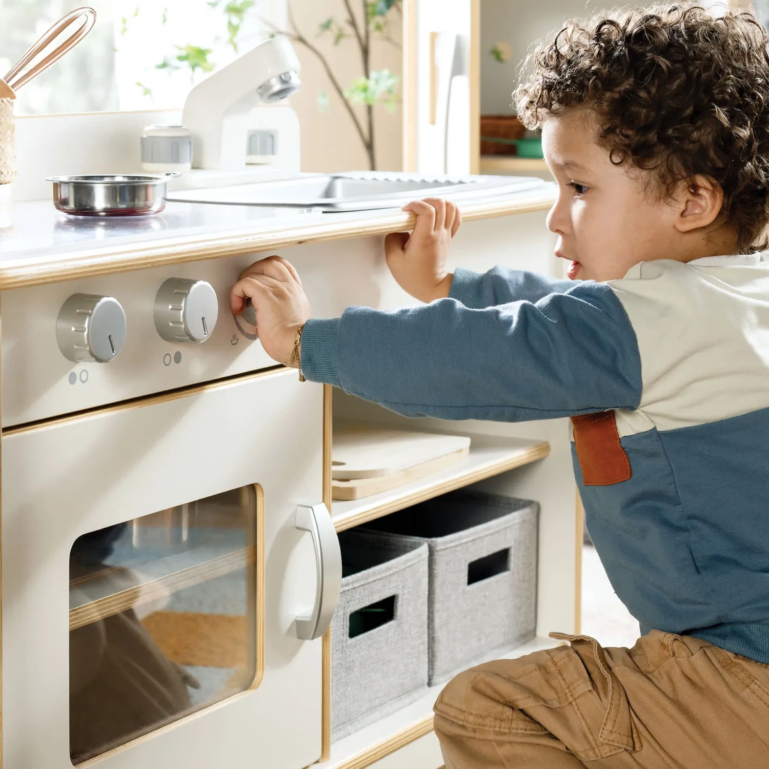 Guidecraft EdQ fornuis speelkeuken wit met spoelbak en oven
