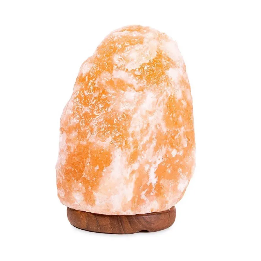 Ginger Fairy Zoutlamp 2-3 kg met LED en Houten Voet