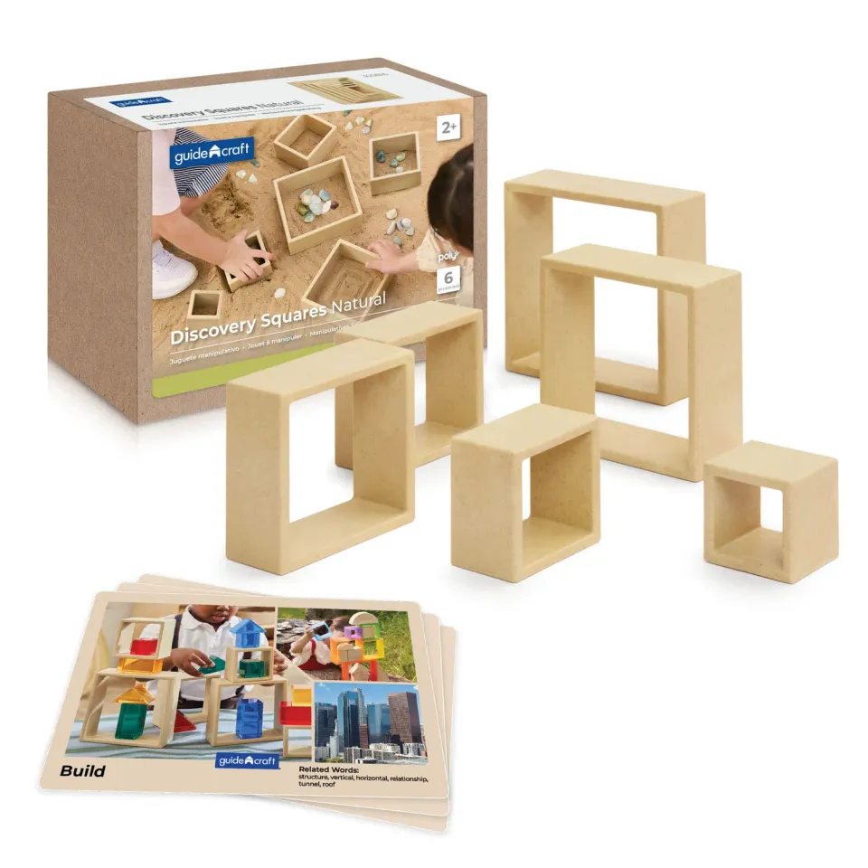 Guidecraft Discovery Squares stapelblokken naturel 2 jaar