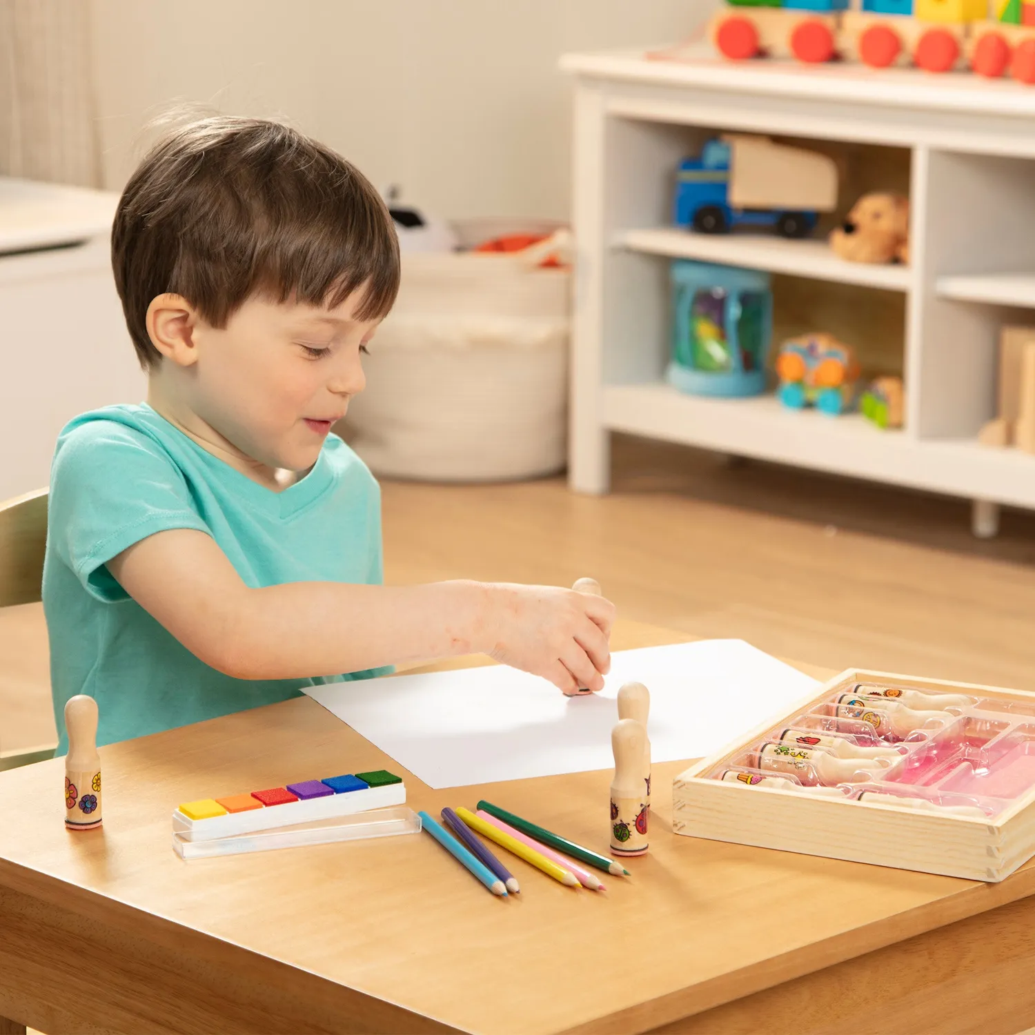 Melissa & Doug Happy Handle Deluxe stempelset 10-delig uitwasbaar