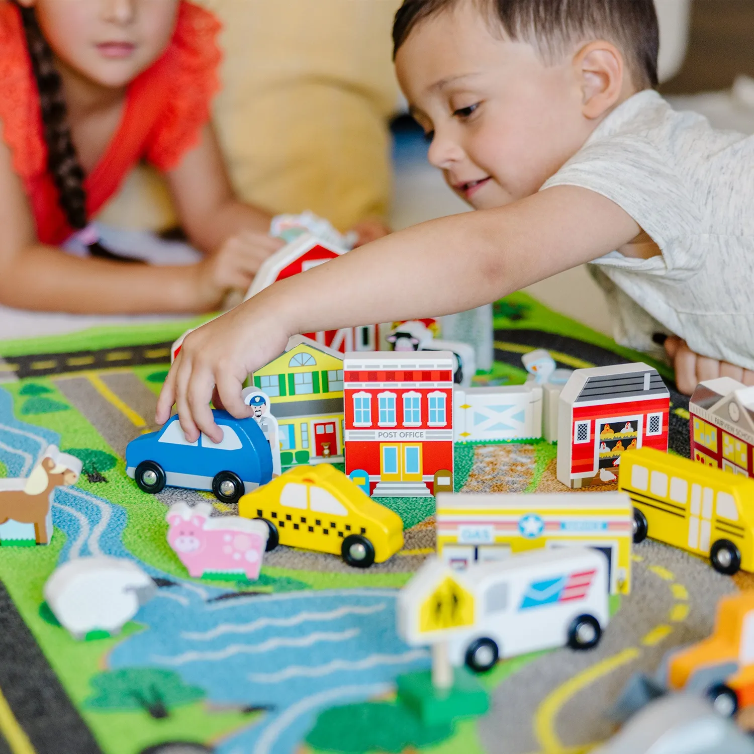 Melissa & Doug Deluxe Road Rug speelkleed 49-delig met autos