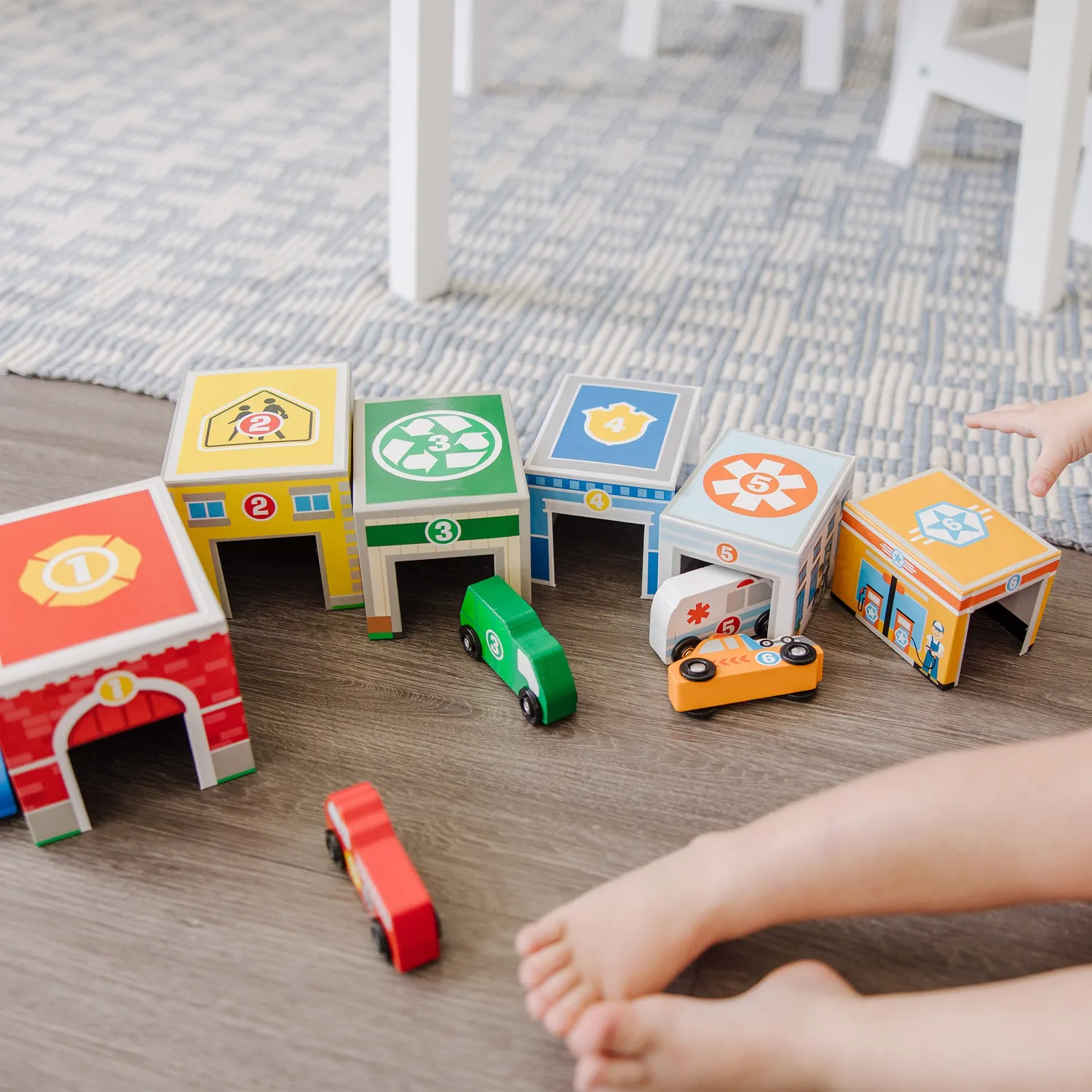 Melissa & Doug Nesting Sorting stapelblokken 6 voertuigen hout