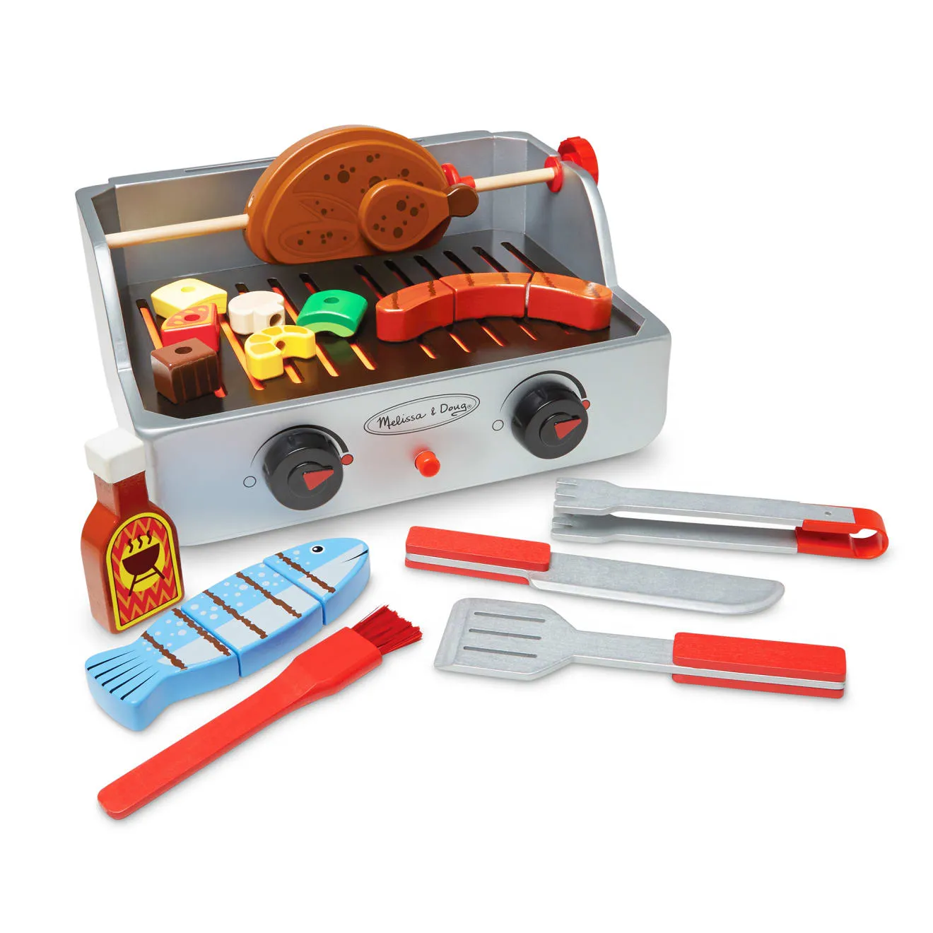 Melissa & Doug Rotisserie & Grill barbecue speelgoed hout 24-delig