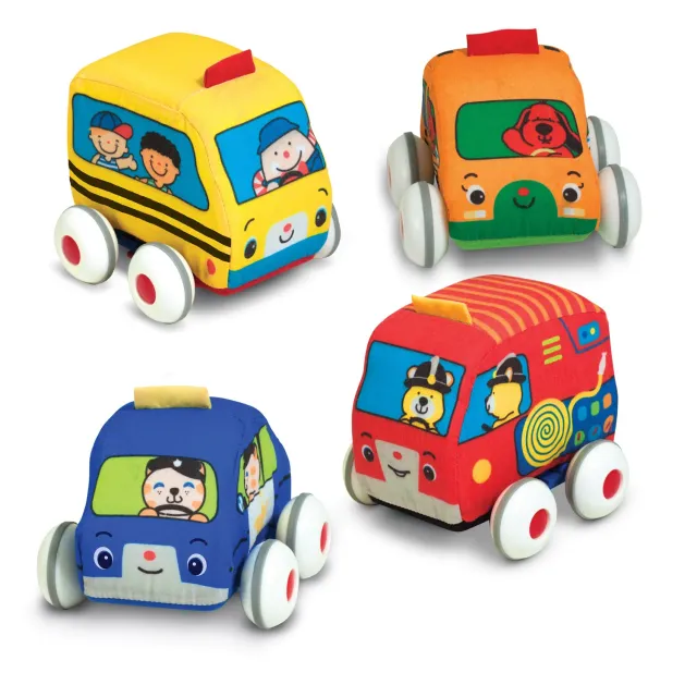 Melissa & Doug K's Kids pull-back autos zacht 4 stuks