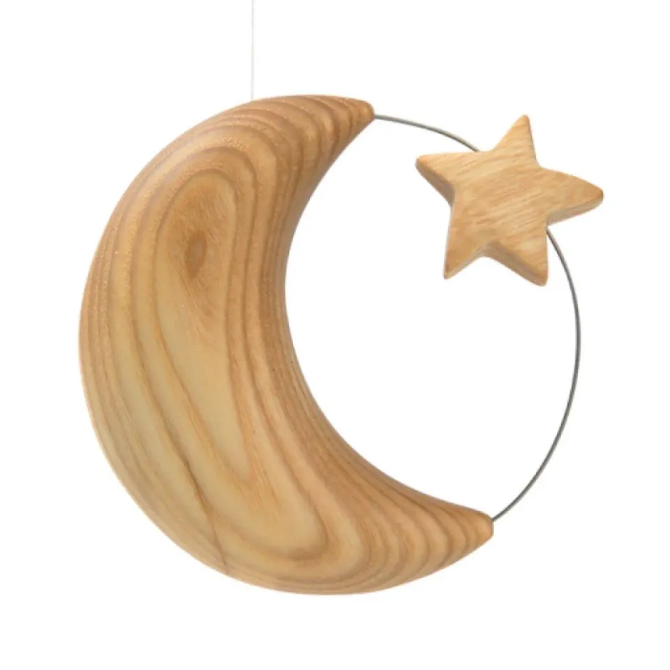 Ginger Fairy Maan en ster hanger groot geolied hout
