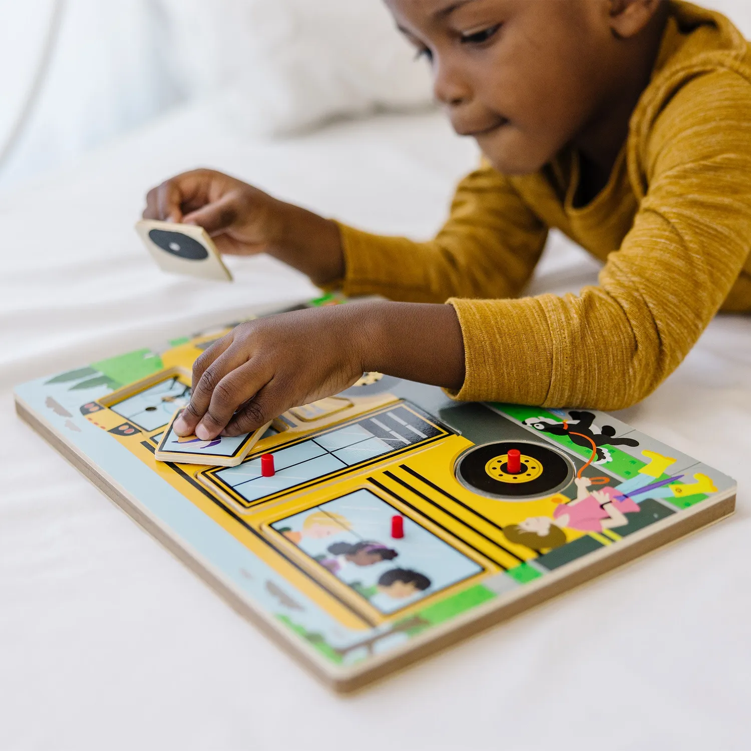 Melissa & Doug Wheels on the Bus puzzel houten 6-delig geluid