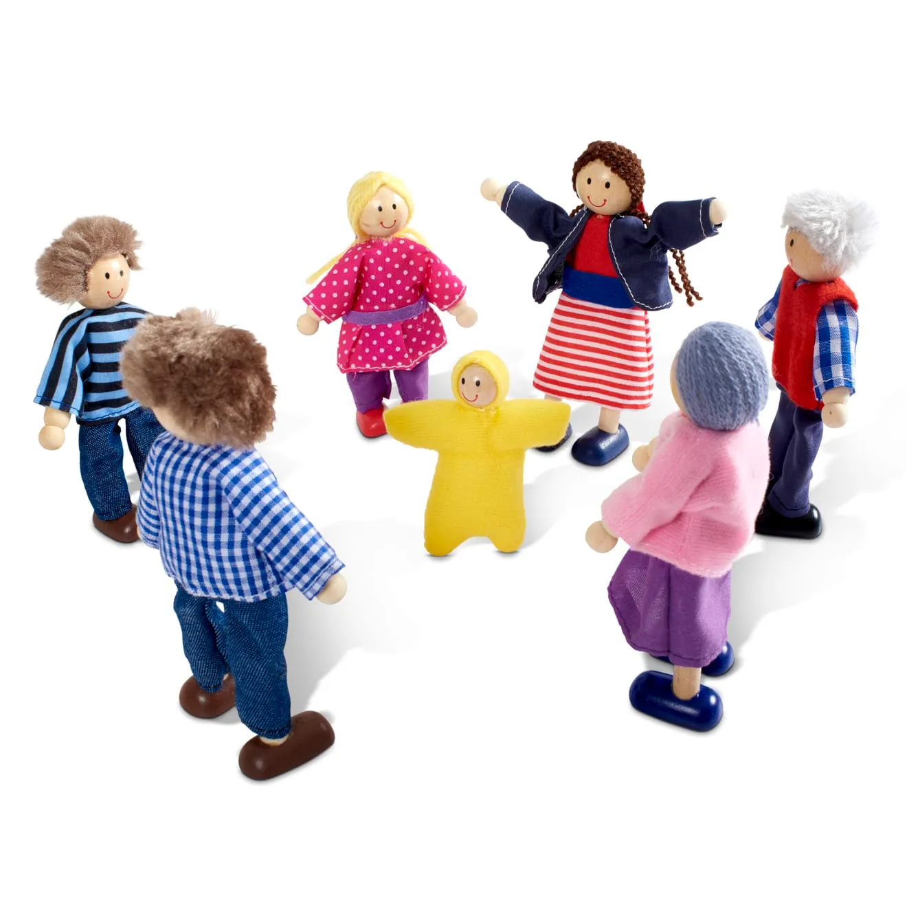 Melissa & Doug houten poppenfamilie 7 poppetjes beweegbaar