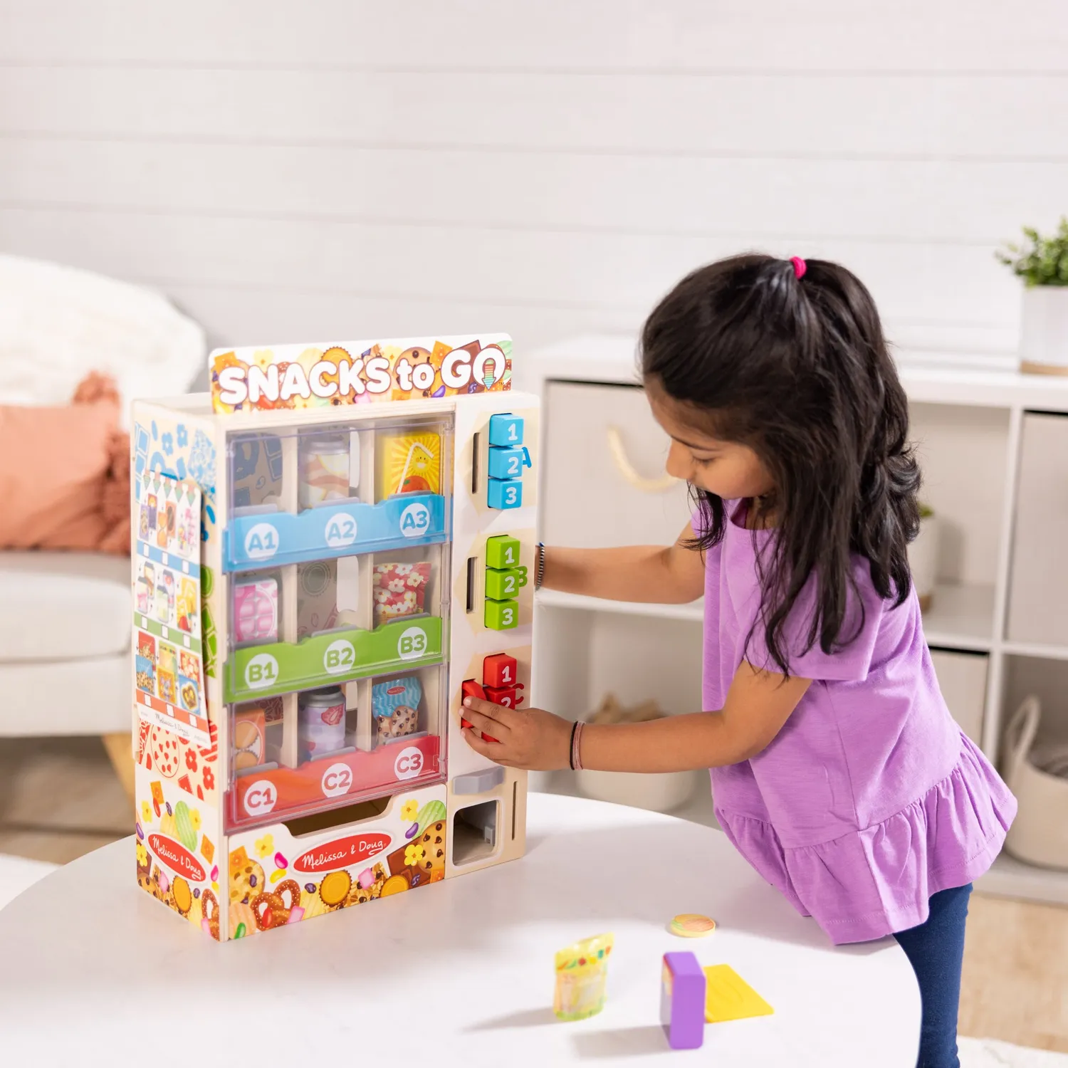 Melissa & Doug snoepautomaat houten winkeltje sorteerset