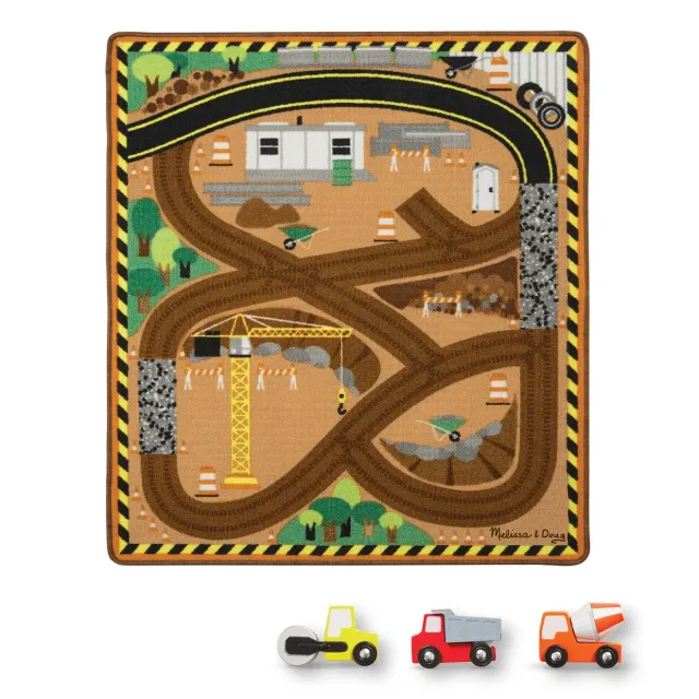 Melissa & Doug Construction Zone speelkleed met 3 auto’s