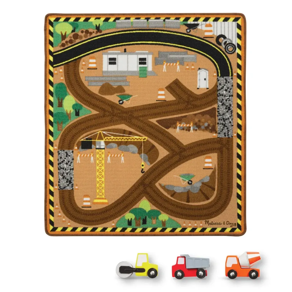 Melissa & Doug Construction Zone speelkleed met 3 auto’s
