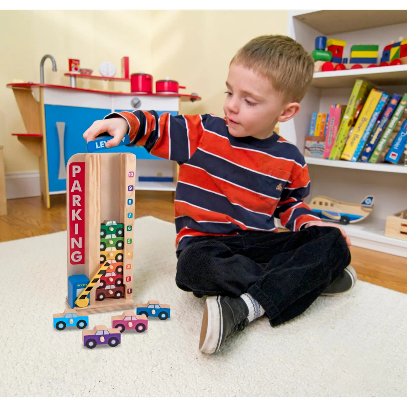 Melissa & Doug Stack & Count Parking Garage houten
