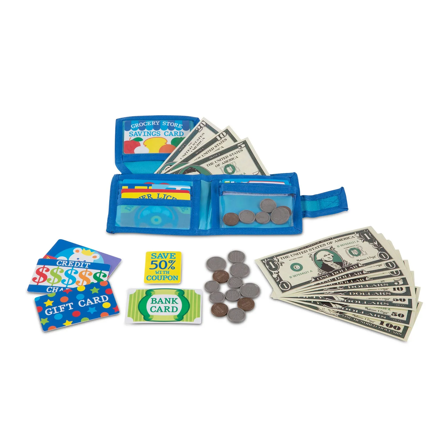 Melissa & Doug Pretend-to-Spend speelportemonnee 45-delig
