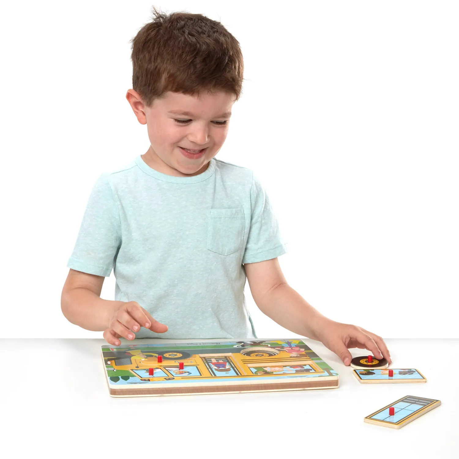 Melissa & Doug Wheels on the Bus puzzel houten 6-delig geluid