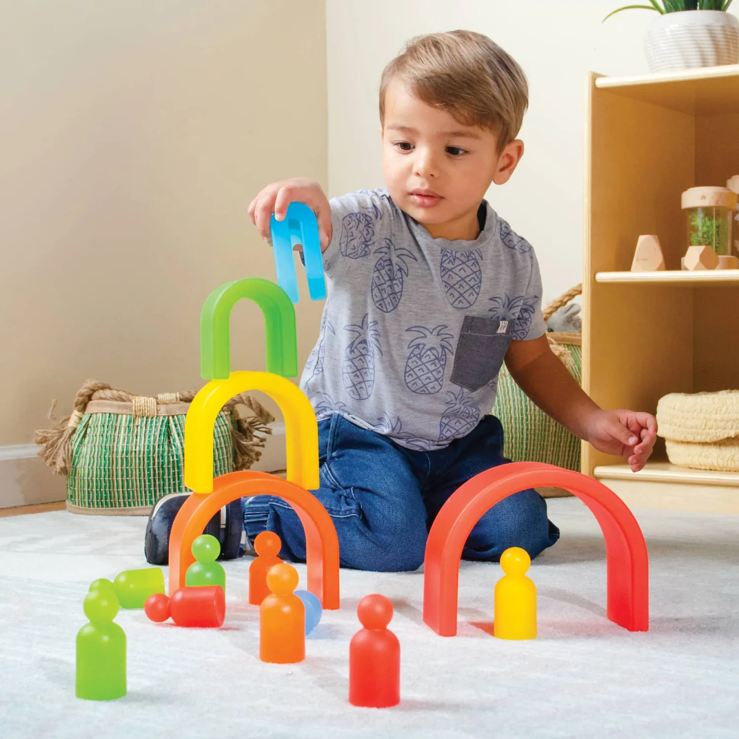 Guidecraft Discovery Stackers Tall Arch stapelblokken regenboog