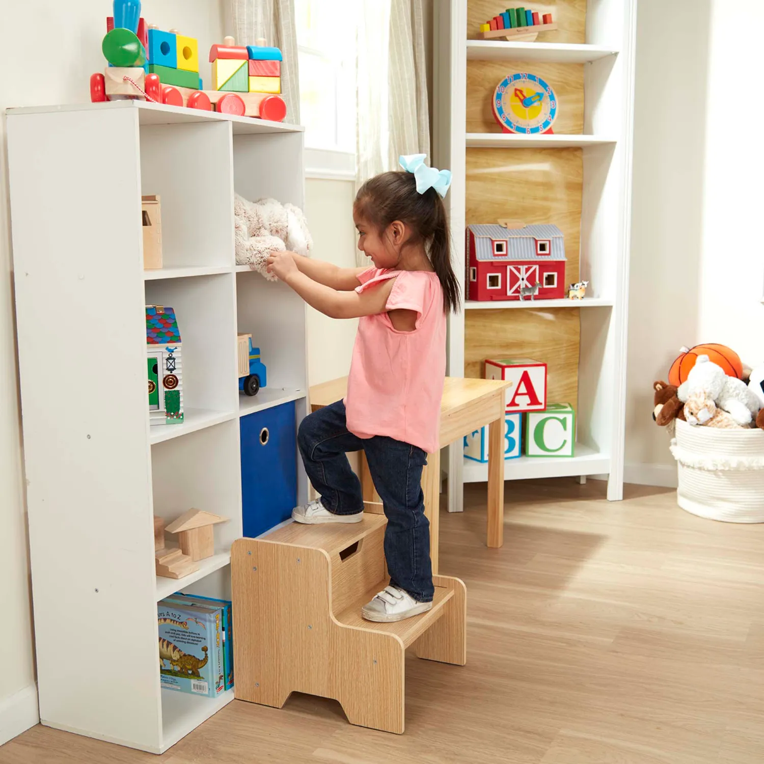 Melissa & Doug Wooden Step Stool opstapje naturel 2 treden hout
