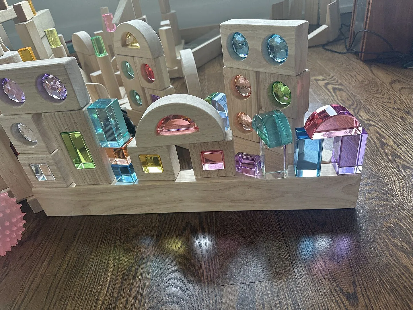 Guidecraft Acrylic Rainbow Unit Blocks Foundation Set bouwblokken 16-delig