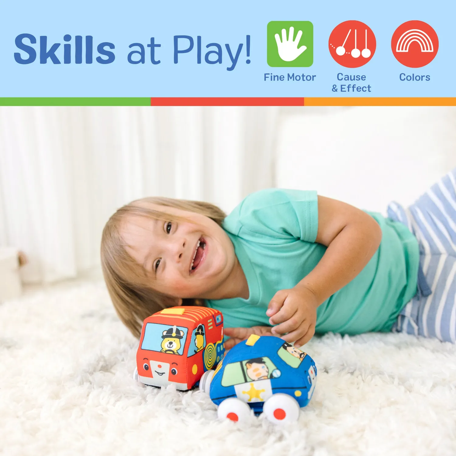 Melissa & Doug K's Kids pull-back autos zacht 4 stuks