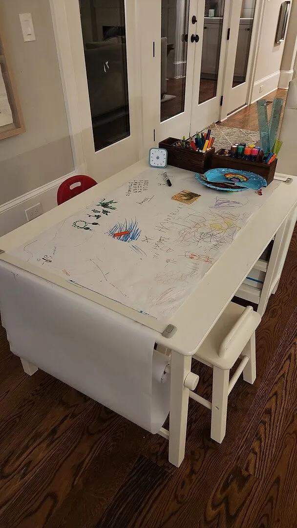 Martha Stewart Kids Knutseltafel met Krukken Linen White Papierrol