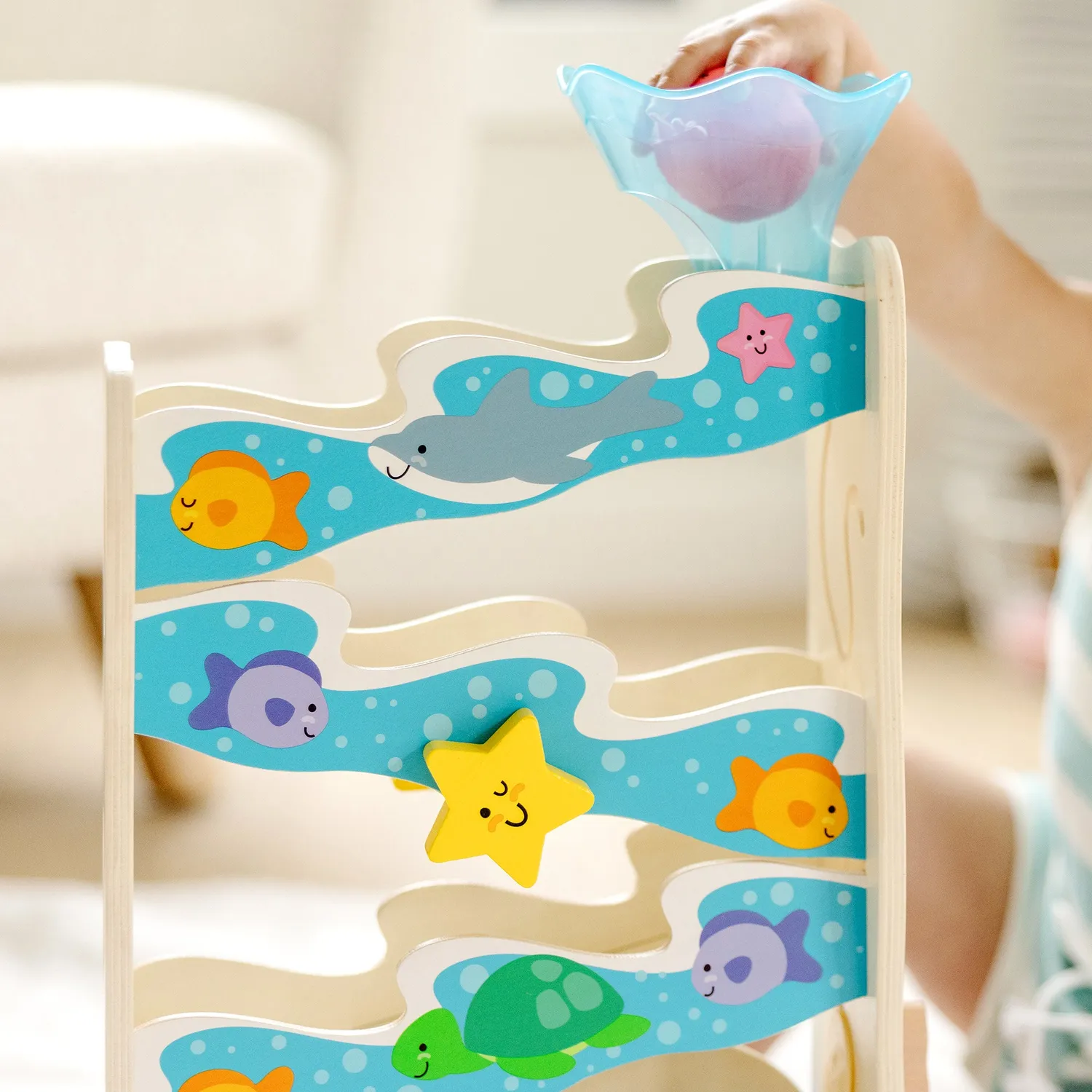 Melissa & Doug Rollables Ocean Slide houten ballenbaan 12+ maanden