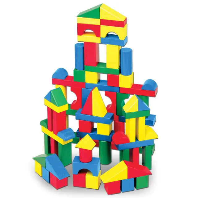 Melissa & Doug 100-Piece Wood Blocks Set blokken 100-delig kleur