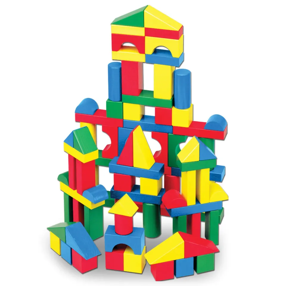 Melissa & Doug 100-Piece Wood Blocks Set blokken 100-delig kleur