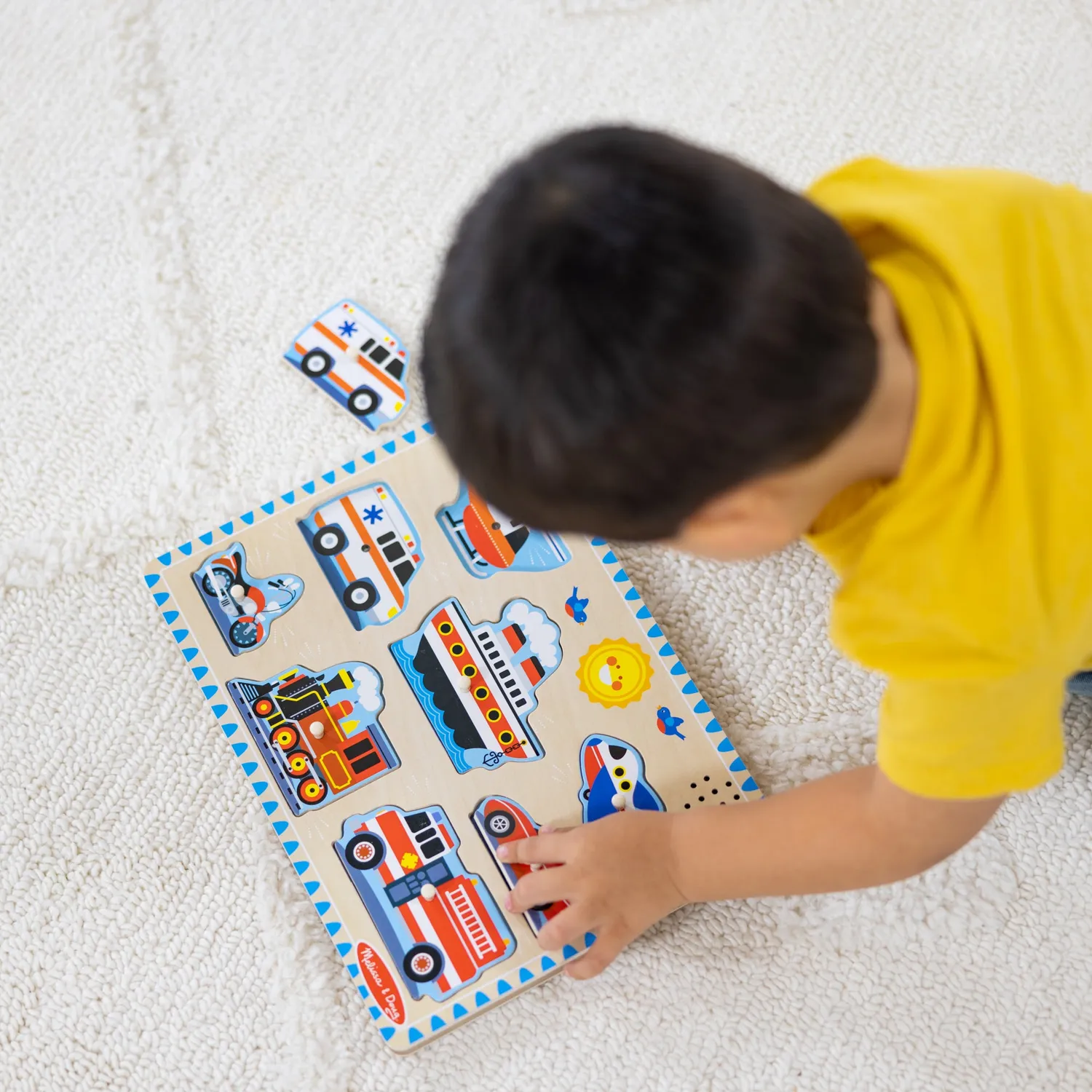 Melissa & Doug Vehicles geluidspuzzel 8 stukjes hout