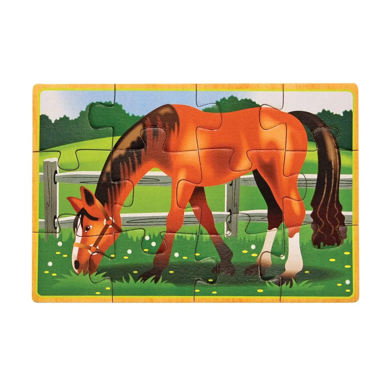Melissa & Doug boerderijdieren puzzelset hout 4x12 stukjes