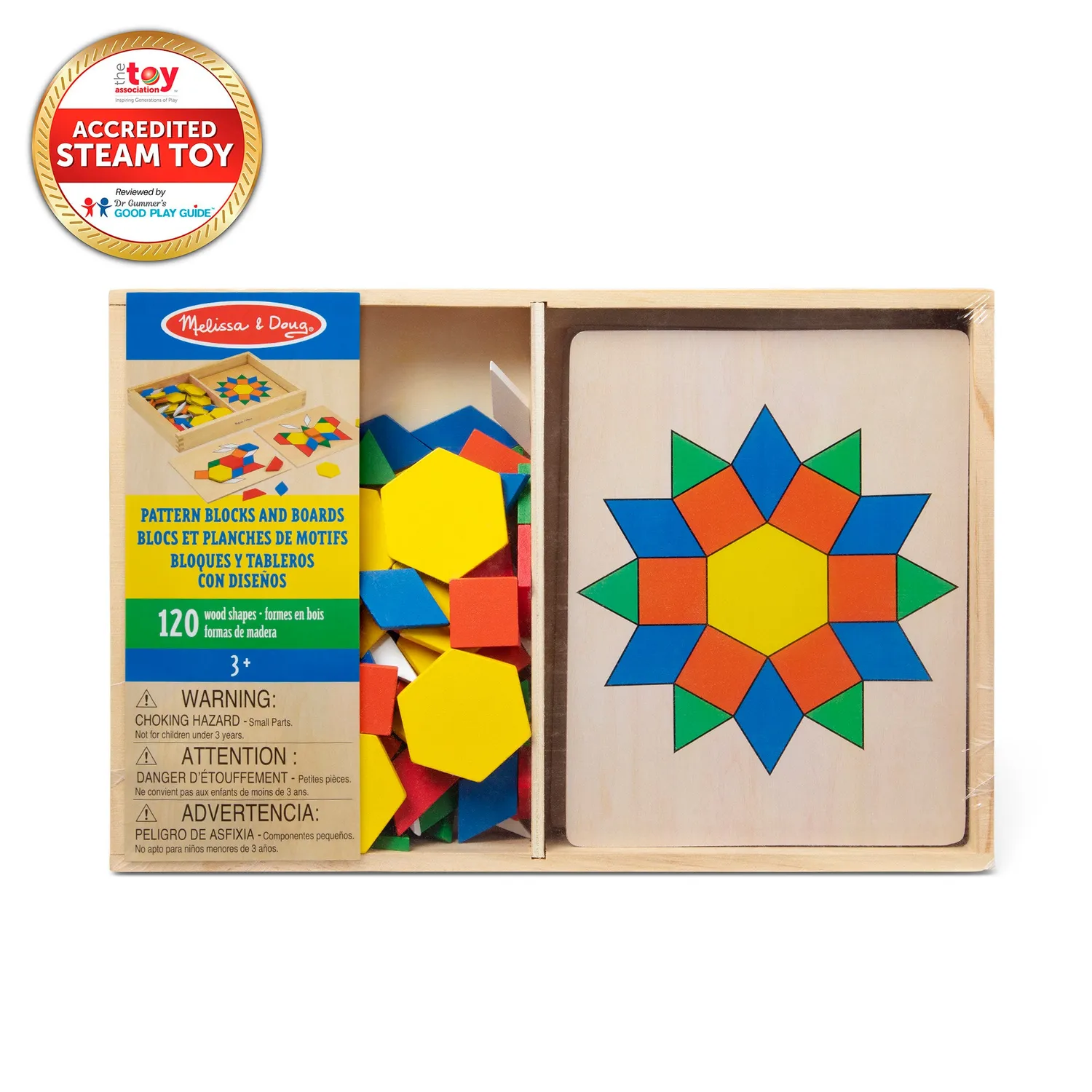 Melissa & Doug Pattern Blocks mozaïekset 120 vormen 10 kaarten