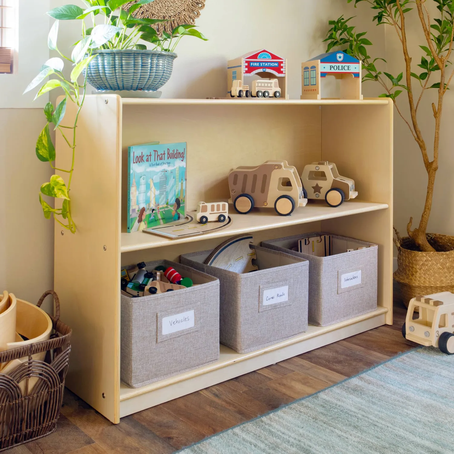 Guidecraft EdQ 2-Shelf opbergkast 30 inch berk wit