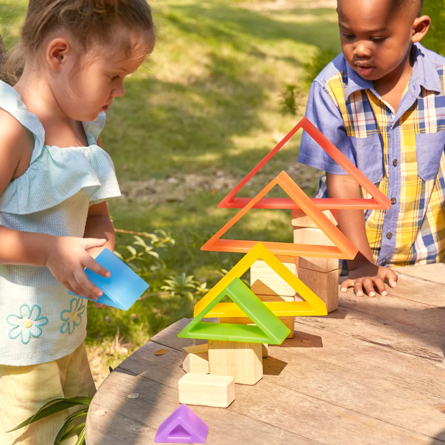 Guidecraft Discovery Triangles stapelspeelgoed naturel