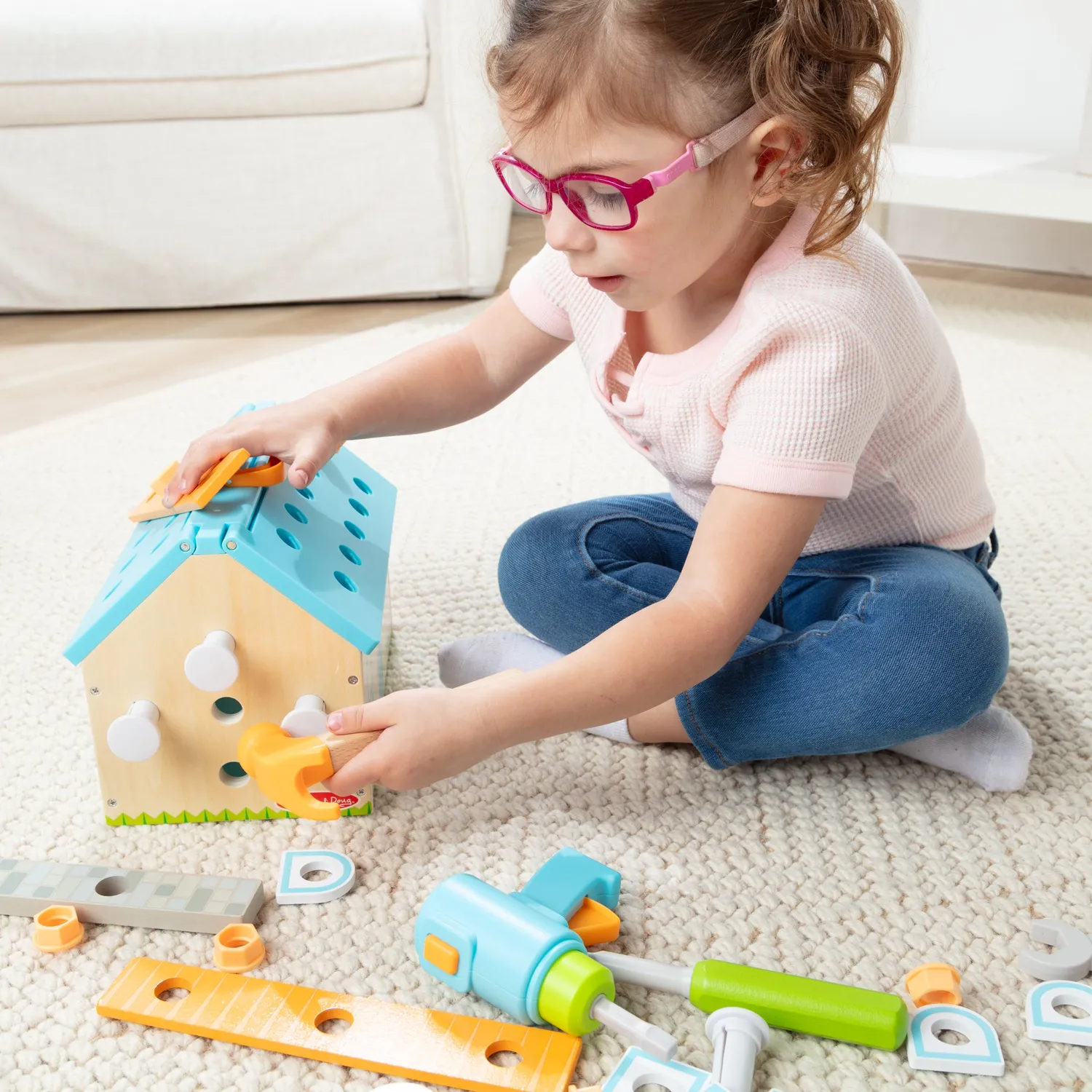Melissa & Doug Build A House gereedschapskist 55-delig houten
