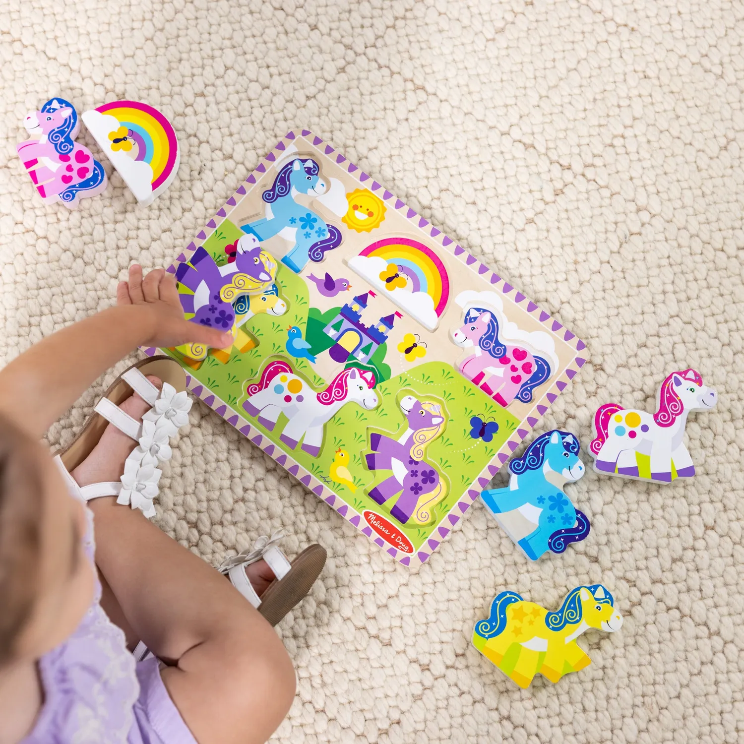Melissa & Doug Unicorn Chunky Puzzle puzzel 6 stukjes hout