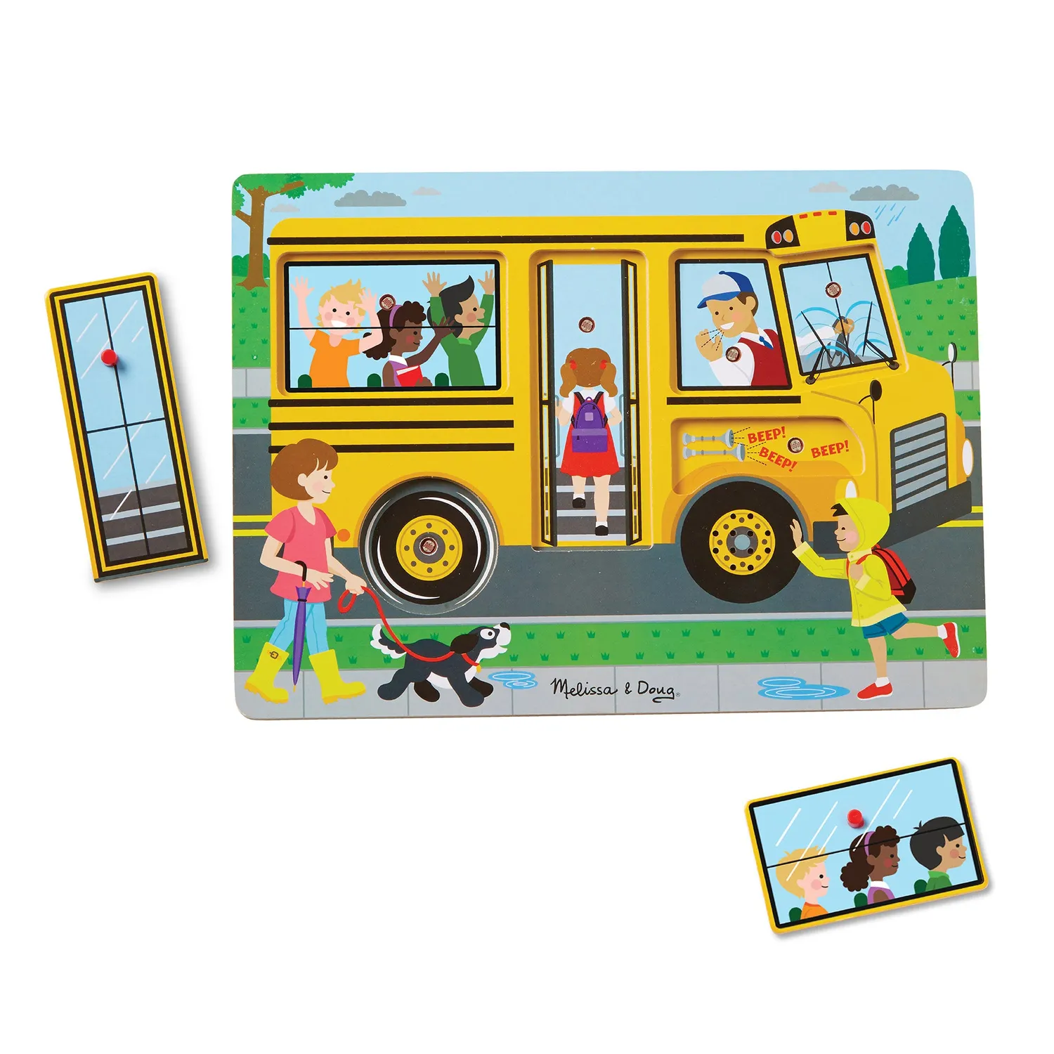 Melissa & Doug Wheels on the Bus puzzel houten 6-delig geluid