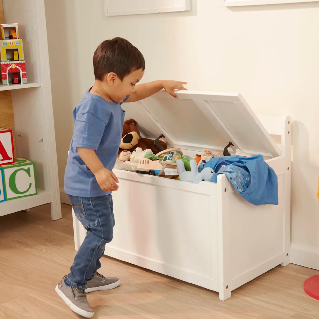Melissa & Doug Wooden Toy Chest speelgoedkist wit hout
