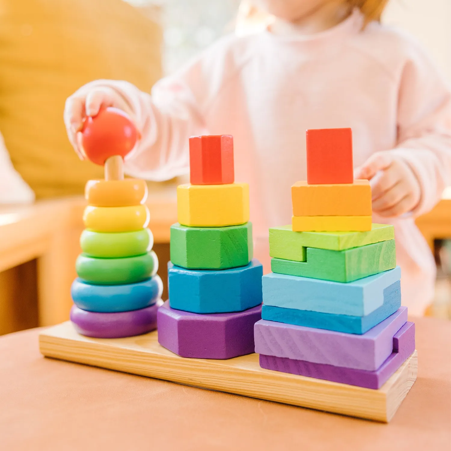 Melissa & Doug Geometric Stacker houten stapelaar 21-delig