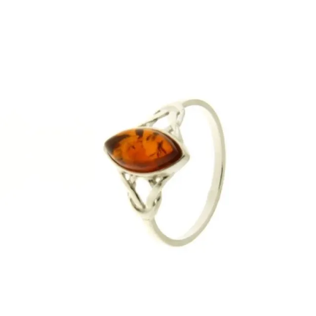 Ginger Fairy Barnsteen ring marquise zilver cabochon