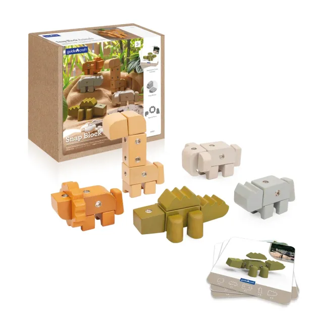 Guidecraft Snap Block Animals bouwblokken 33-delig hout