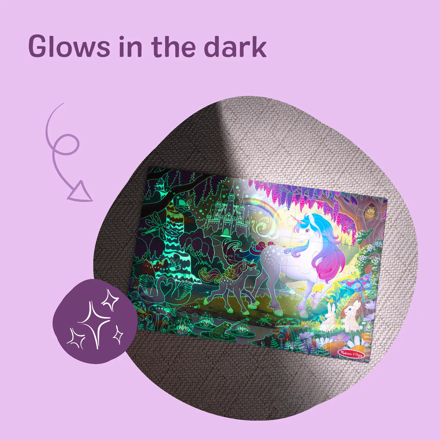 Melissa & Doug Unicorn vloerpuzzel 48 stukjes glow