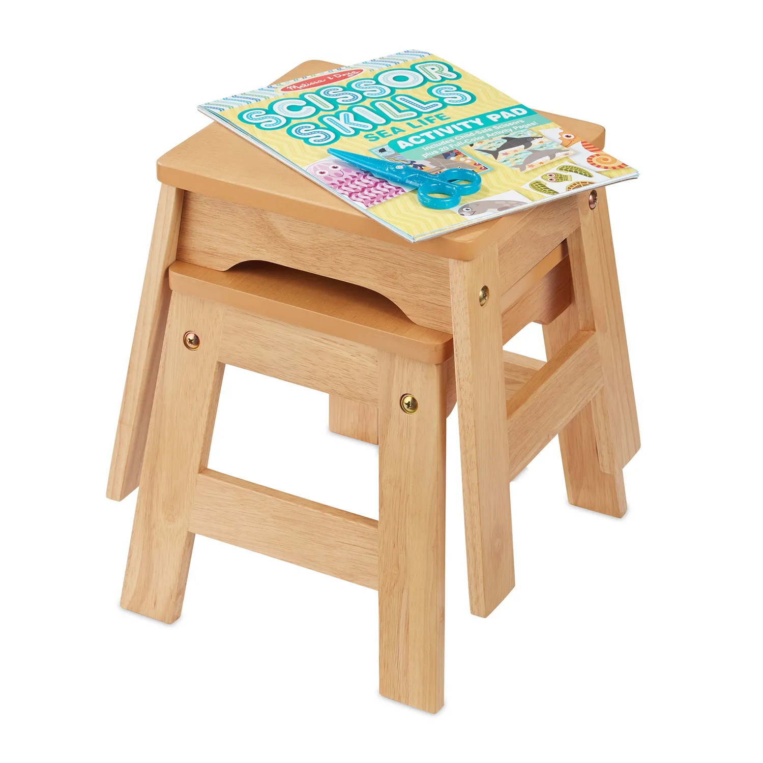 Melissa & Doug Wooden Stools kinderkrukjes set van 2 stapelbaar