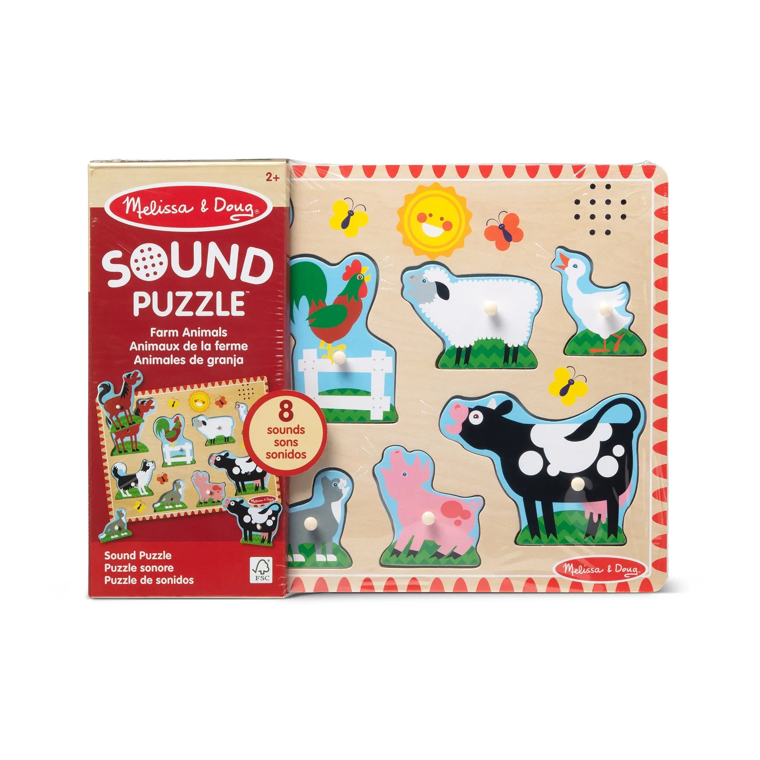 Melissa & Doug Farm Animals geluidspuzzel hout 8 stukjes