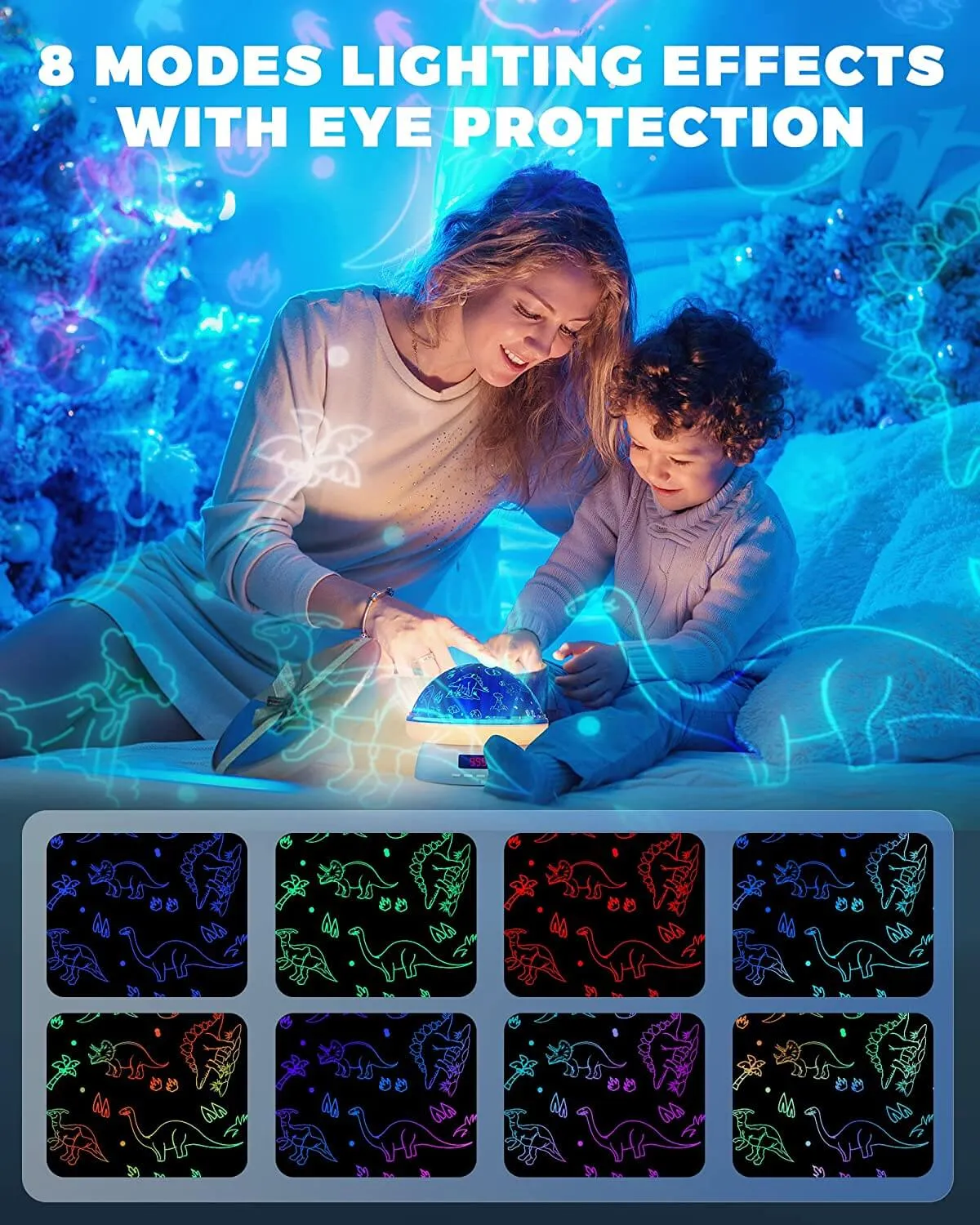KOKODI Starry Dinosaur nachtlampje projector blauw