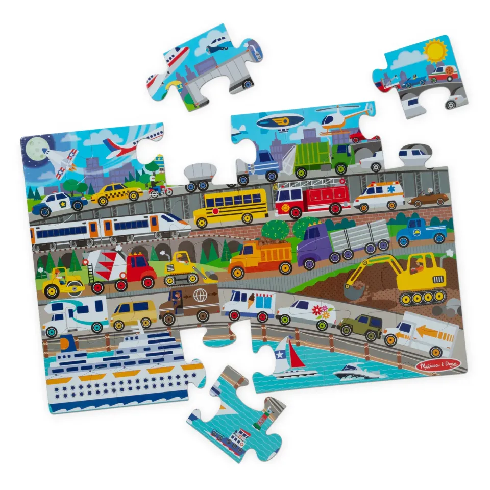Melissa & Doug Traffic Jam vloerpuzzel 24 stukjes verkeer