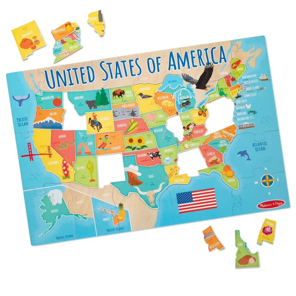 Melissa & Doug USA Map vloerpuzzel 51 stukjes 90x60 cm
