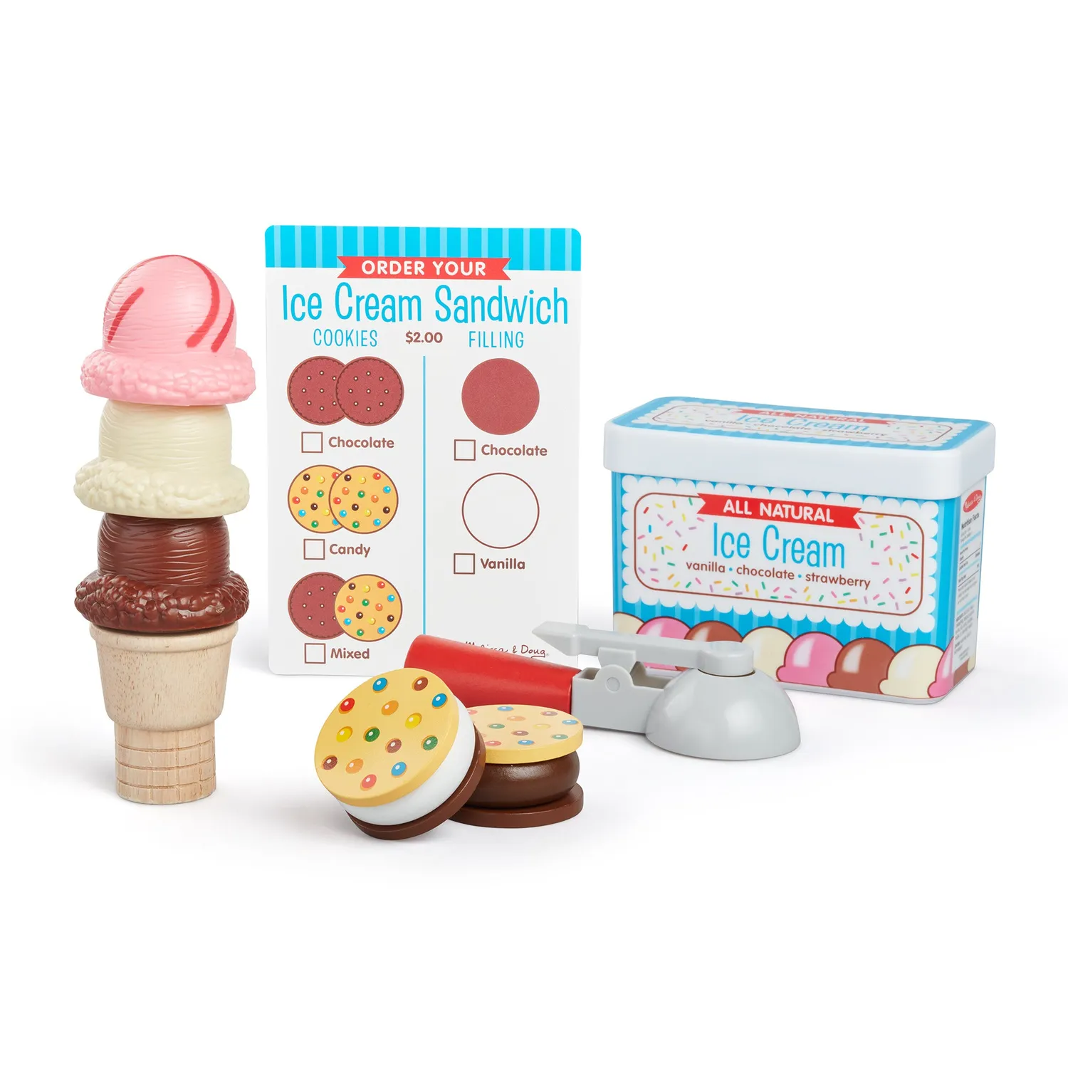 Melissa & Doug Scoops & Sandwiches speel ijsjes set 13-delig hout