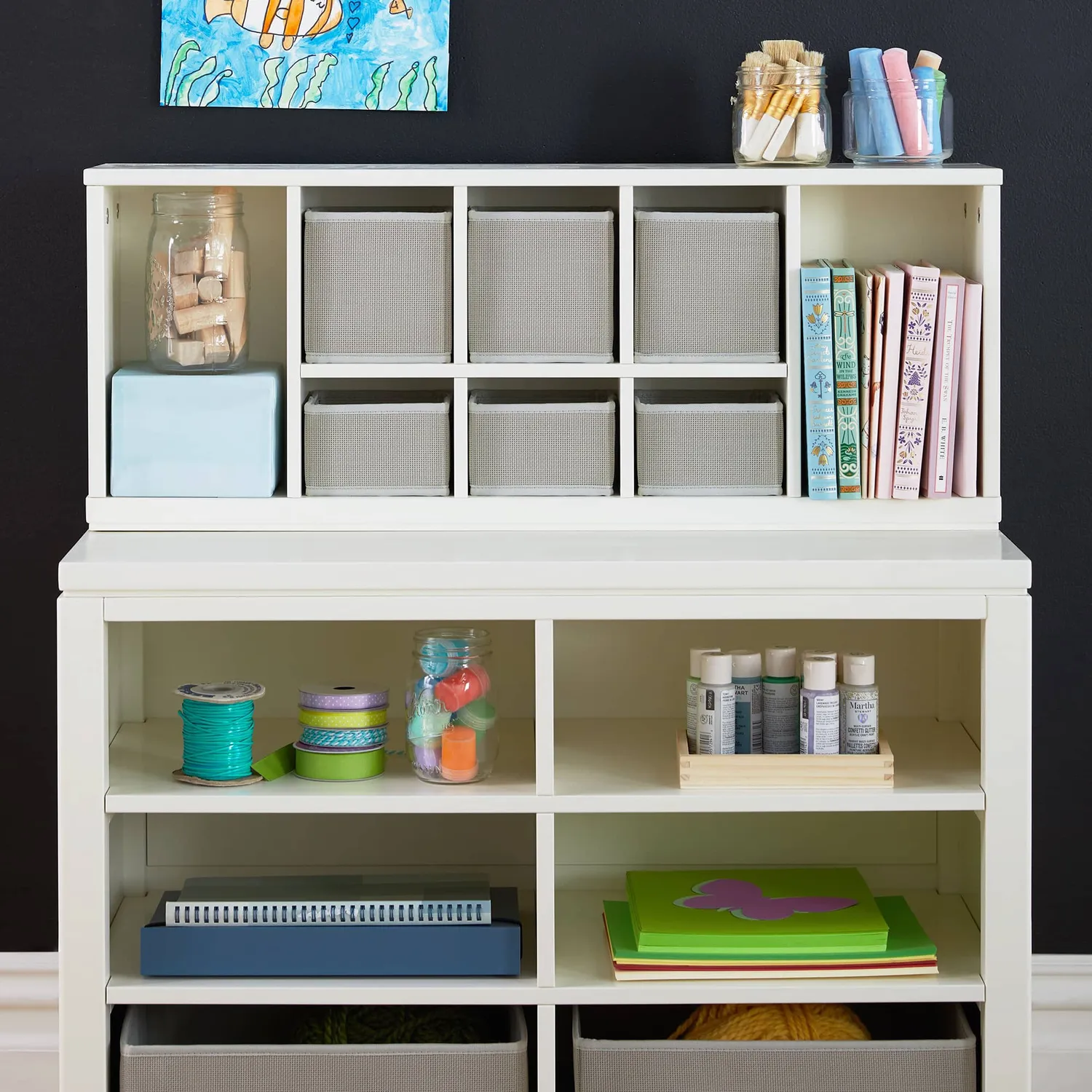 Guidecraft Martha Stewart Kids opbergkast linen white open