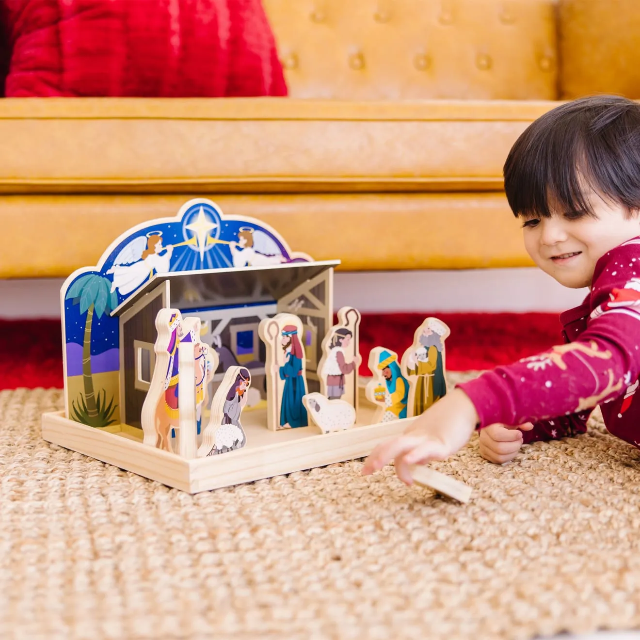 Melissa & Doug houten kerststal 15-delig kindvriendelijk