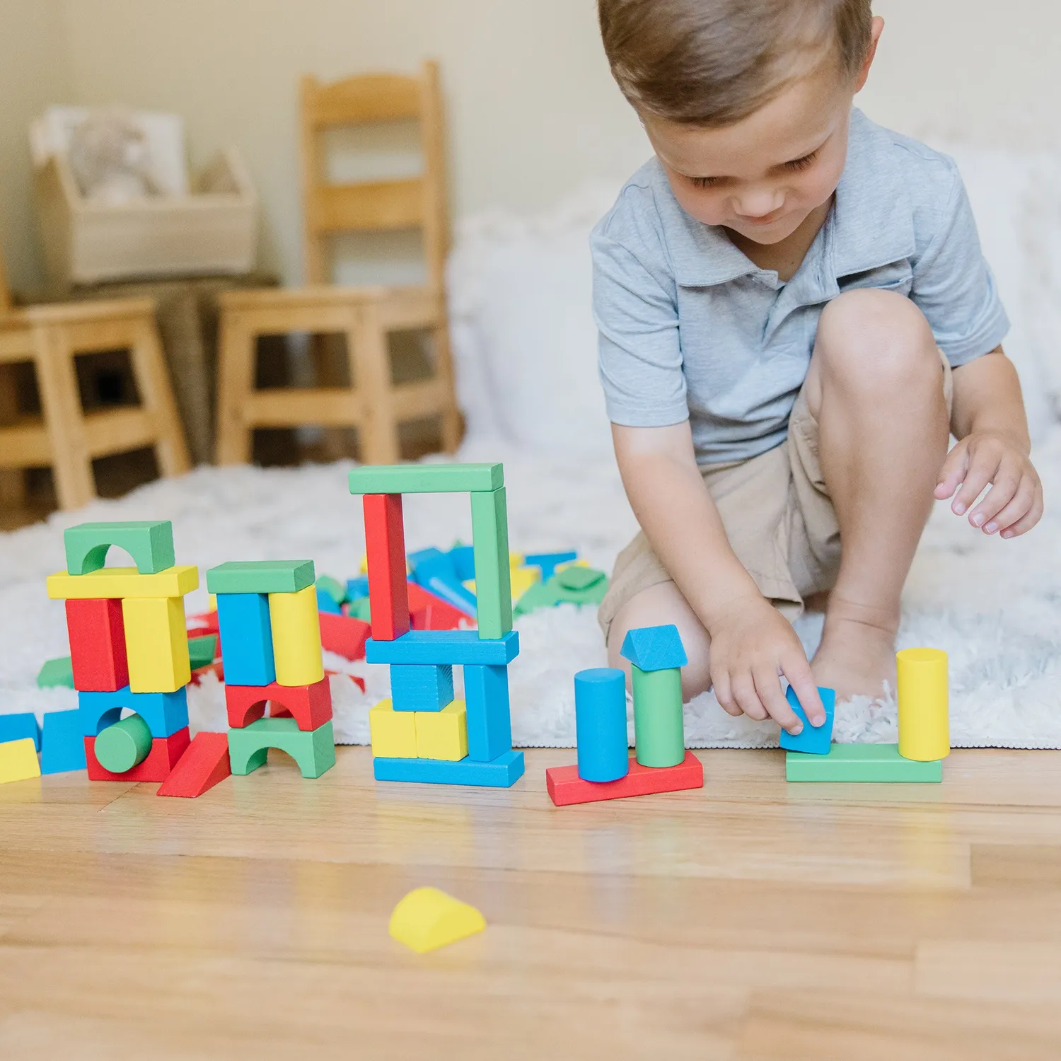 Melissa & Doug 100-Piece Wood Blocks Set blokken 100-delig kleur