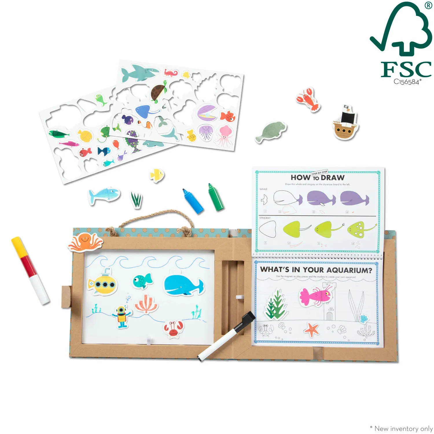 Melissa & Doug Natural Play Ocean Tekenkoffer Herbruikbaar Oceaan