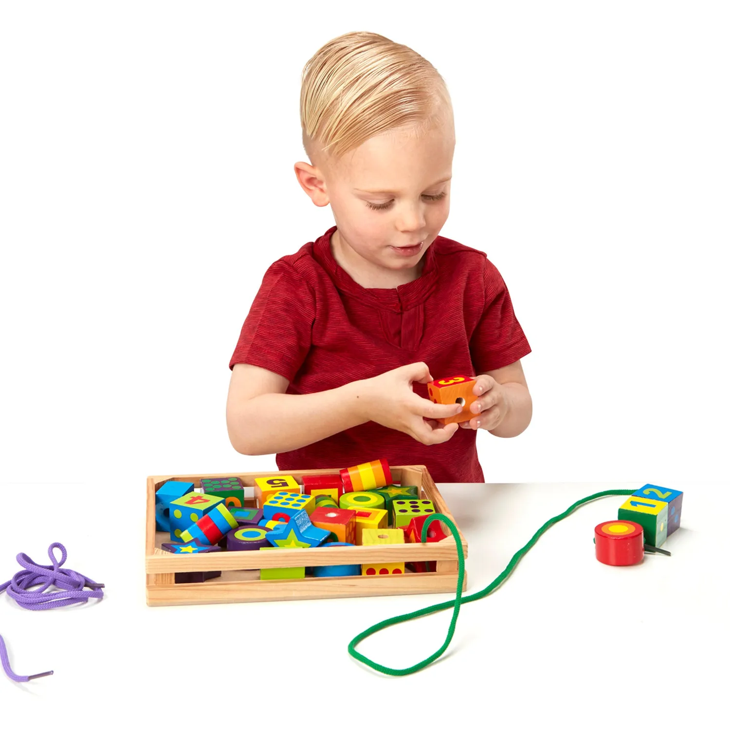 Melissa & Doug Lacing Beads rijgkralen 27-delig houten